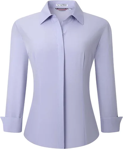 Miniatura 10 de Alex Vando Camisas de vestir para mujer, sin arrugas, ajuste regular, manga larga, elástica, camisa de trabajo