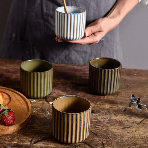 Miniatura 2 de Tazas de té japonesas retro de cerámica, tazas de vino, tazas de agua, restaurantes, oficinas en casa blanco Vientre de pescado blanco