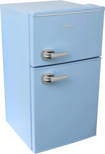 Miniatura 6 de Avanti Minirefrigerador con congelador de diseño retro, refrigerador compacto con puertas dobles para oficina en casa o dormitorio, cuenta con Azul