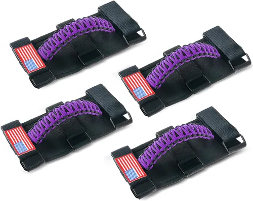 Miniatura 31 de Savadicar Paquete de 4 Asas de Agarre de Barra Enrollable Compatible con 1955-2023 Jeep Wrangler CJ YJ TJ JK JL 4XE & Gladiator JT, Soporte de Negro