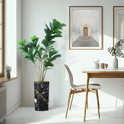 Miniatura 6 de Árbol artificial en macetero con efecto de granito moderno, palmera tropical areca artificial de seda para decoración del hogar en interiores