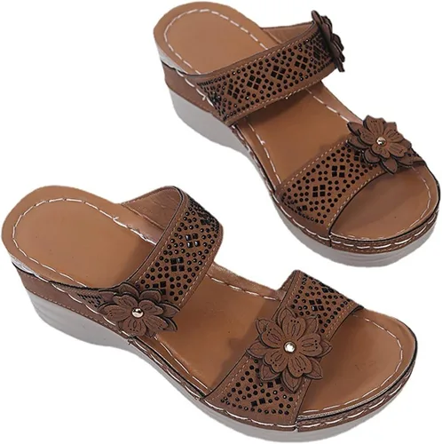 Miniatura 7 de Sandalias ortopédicas para mujer, pantuflas para caminar con soporte de arco, sandalias casuales antideslizantes B9# Marrón