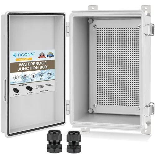 Miniatura 29 de TICONN - Caja de conexiones eléctricas impermeable IP67 con carcasa de plástico ABS con tapa con bisagras con placa de montaje, soportes de pared