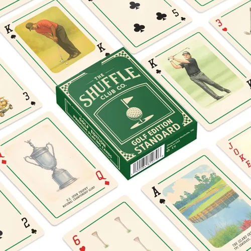 Miniatura 4 de Naipes de golf (cubierta individual) – Baraja de golf vintage ilustrada a mano Lino italiano premium 310GSM Tarjetas de póquer Regalo