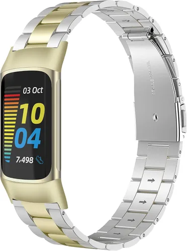 Miniatura 9 de Wearlizer Compatible con correas Fitbit Charge 6/Charge 5 para mujeres y hombres, correas de repuesto clásicas de acero inoxidable ultrafinas