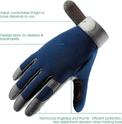 Miniatura 2 de Guantes de jardín COOLJOB a prueba de espinas con dedos táctiles para hombres, guantes de trabajo de poda de rosas con acolchado en la palma