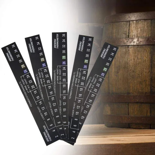 Miniatura 4 de Fdit Adhesivo para termómetro de elaboración, paquete de 5, LCD adhesivo, rango 2-36C, para bebidas alcohólicas de vino de cerveza casera, 0.8 x 5.9
