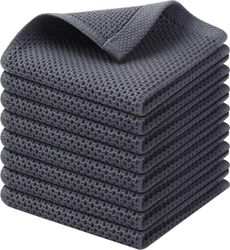 Miniatura 127 de Kitinjoy - Paños de cocina de 100 % algodón, tela de tejido gofrado, paño de limpieza ultrasuave, absorbente y de secado rápido. Gris Oscuro