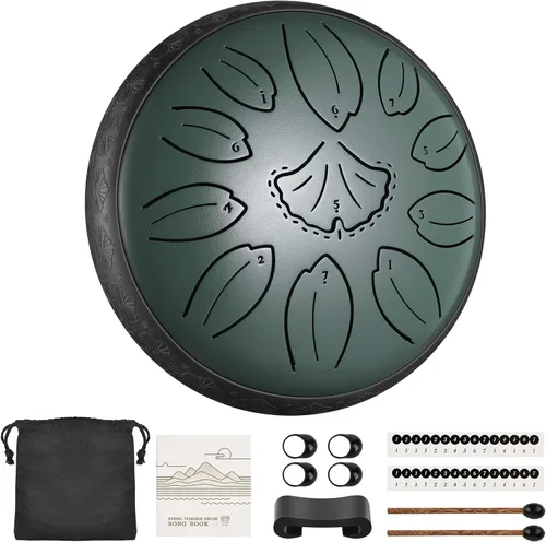 Miniatura 11 de LEKATO Tambor de lluvia para exteriores, tambor de lengüeta de acero de 6 pulgadas, 11 notas, carillón de lluvia de percusión para meditación, yoga