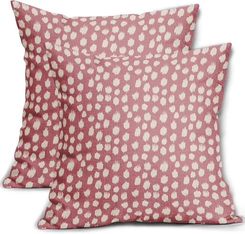 Miniatura 98 de Fundas de almohada marrón y blancas de 18 x 18 pulgadas, juego de 2 almohadas boho grises con lunares, fundas de almohada modernas estampadas