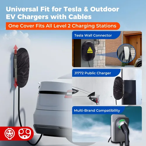 Miniatura 7 de WOLFCAR - Cubierta de cargador para Tesla para conector de pared y cargador de nivel 2, Oxford 420D impermeable y resistente al viento con correas