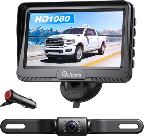 Miniatura 11 de Cámara de respaldo eRapta para camión, kit de monitor de 7'' HD 2K de visión frontal/trasera, IP69, impermeable, con visión nocturna, líneas