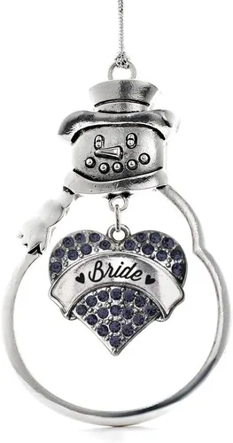 Miniatura 55 de Inspired Silver - Fuerza Aérea - Adorno de Navidad plateado - Adorno de árbol de Navidad con colgante de corazón azul con circonita cúbica