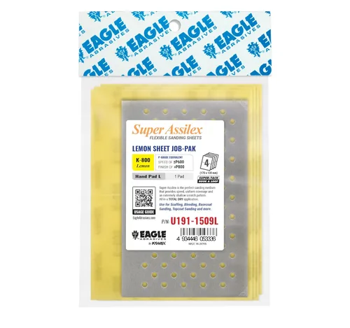 Miniatura 10 de Super Assilex Hojas de Lijado Flexibles Job-PAK, Lime K-1000, U191-2507, 4 Hojas + 1 Almohadilla de Mano M para Medias Hojas K-1000 Lima