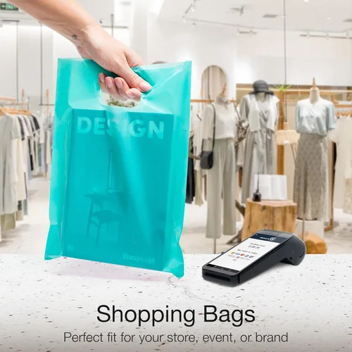 Miniatura 3 de Choice Marts - 100 bolsas de 1.5 mil de grosor, 9 x 12 pulgadas, bolsas de agradecimiento con asas extragruesas perfectas para mercancía, pequeñas