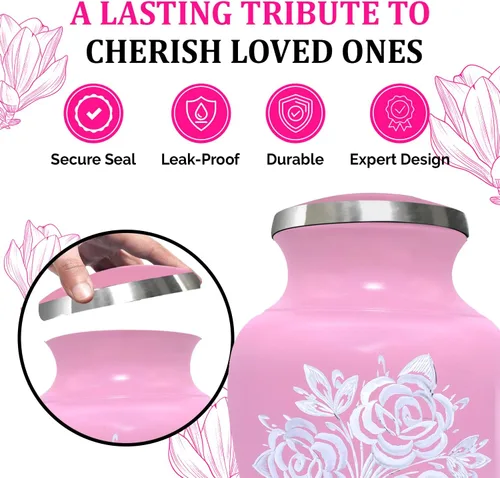 Miniatura 6 de Urna de Cremación de Rosa para Cenizas para Mujeres y Hombres - Urnas de Rosa Artesanales para Cenizas Humanas Adultas Femeninas y Masculinas