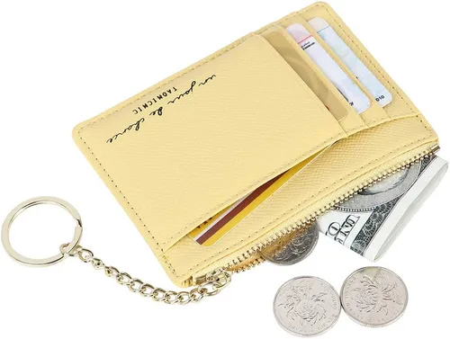 Miniatura 2 de Cartera delgada y minimalista para mujer, con 8 tarjetas, monedero, llavero con bolsillo frontal