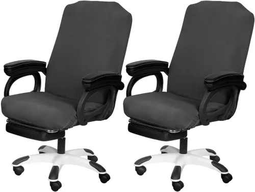 Miniatura 29 de SARAFLORA Paquete de 2 fundas para sillas de oficina, fundas elásticas para sillas de escritorio, fundas extraíbles para silla de oficina con Negro