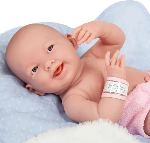 Miniatura 6 de JC Toys La Newborn Muñeca de bebé de 15 pulgadas anatómicamente correcta de vinilo, con niña real en azul y accesorios de lujo, diseñada por Gato