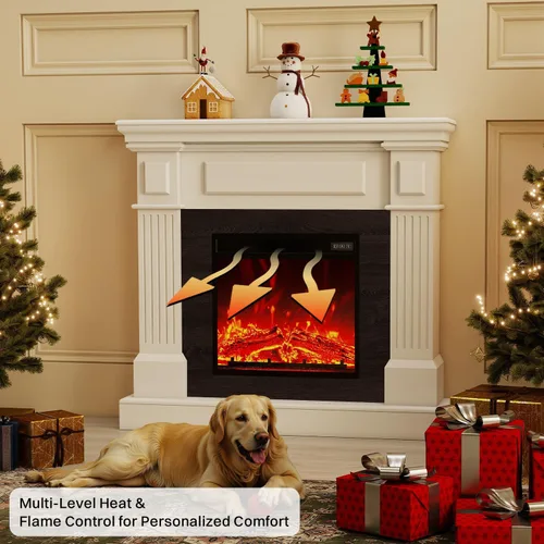 Miniatura 7 de Chimenea eléctrica de 40 pulgadas con repisa, chimenea eléctrica de 18 pulgadas, llama 3D altamente realista, botón y control remoto, mantel