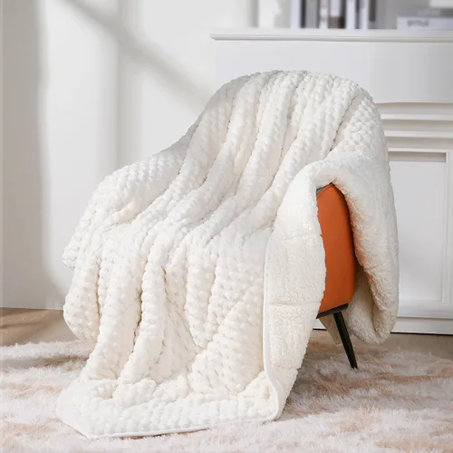 Miniatura 14 de Topblan - Manta de piel sintética para cama y sofá, cobija de sherpa Gris claro
