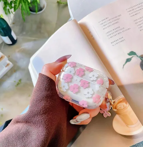 Miniatura 7 de Bonita funda compatible con AirPods 3 2021, diseño de patrón floral de dibujos animados para mujeres y niñas, funda protectora de silicona suave a