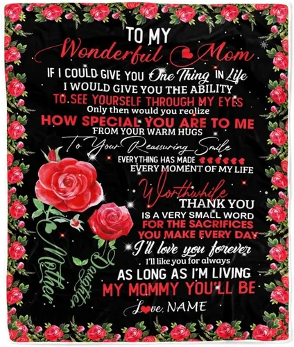 Miniatura 38 de Manta personalizada con texto en inglés «To My Mom from Daughter Wolf I Am Because You are Mom», para cumpleaños, día de la madre, Navidad, manta