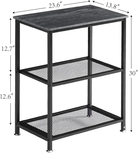 Miniatura 3 de VECELO Mesas laterales de extremo alto, mesita de noche de 30 pulgadas de altura con estante de almacenamiento de 3 niveles para dormitorio, sala