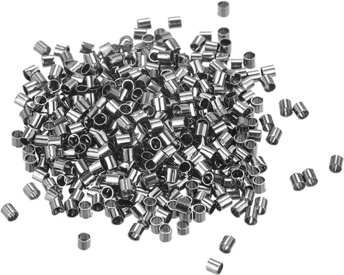 Miniatura 14 de uxcell 500 cuentas de tubo de engarzado, tubo de latón de 0.069 x 0.069 pulgadas, cuentas espaciadoras de extremo de engarzado, pequeños topes