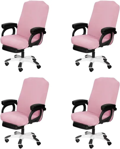 Miniatura 22 de SARAFLORA Paquete de 2 fundas para sillas de oficina, fundas elásticas para sillas de escritorio, fundas extraíbles para silla de oficina con Negro
