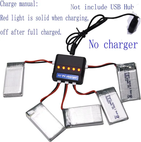 Miniatura 3 de Blomiky Paquete de 5 baterías Li-PO 25C MX2.0 de 3.7 V 800 mAh y caja de tablero 4 en 1 para Syma X5SW X5C-1 X5 X5C X5SC H42 T5W H5C CW4 SS40 FQ36