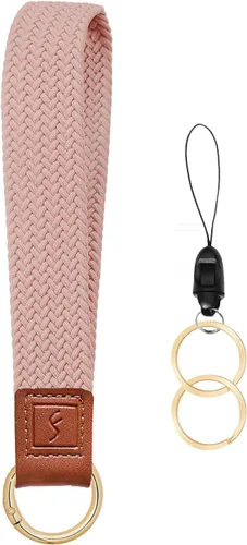 Miniatura 10 de Fishent Llavero elástico, bonito llavero de pulsera, cordón de muñeca tejido mejorado para llaves, llaveros para mujeres y hombres, llaves