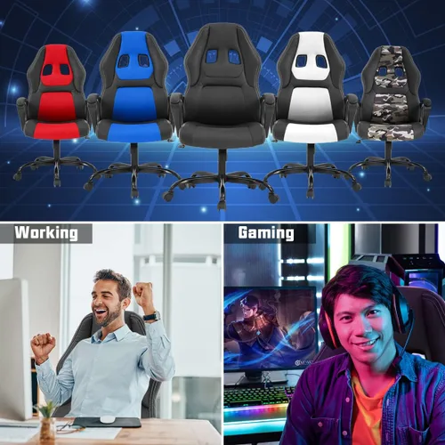 Miniatura 9 de Silla gamer para computadora PC, silla de oficina para adultos, adolescentes y niños, silla ergonómica de piel sintética con soporte lumbar