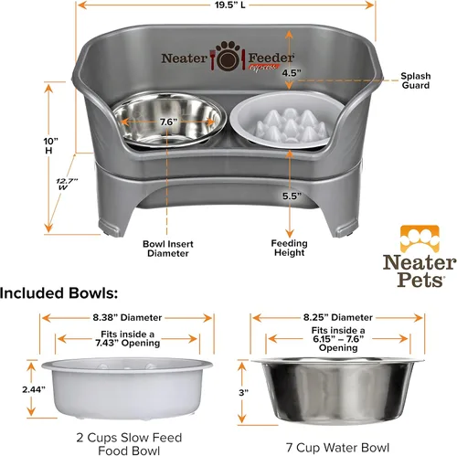 Miniatura 9 de Neater Feeder Express Cuencos para Perros a Prueba de Desorden Elevados para Razas Medianas y Grandes – Fabricado en EE. UU. – Comedero Lento