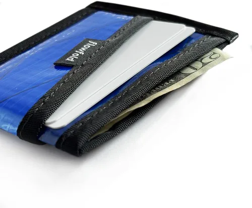 Miniatura 8 de Flowfold Billeteras de tela de vela reciclada, cartera con 3 bolsillos para tarjetas, billetera con bolsillo frontal, cartera delgada para tarjetas