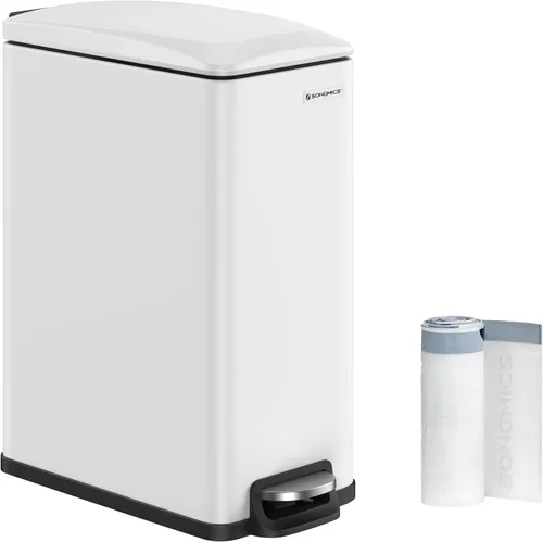 Miniatura 8 de SONGMICS Basurero de baño, 1.3 galones (5 L) pequeño con tapa, delgado para espacios pequeños, cubo de basura de acero inoxidable, cierre suave
