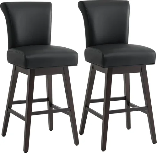 Miniatura 9 de CHITA Taburete giratorio de 26 pulgadas con altura de mostrador, taburete de bar tapizado moderno con respaldo certificado FSC de cuero sintético