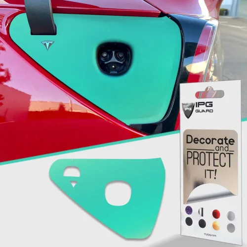 Miniatura 14 de IPG para Tesla - Calcomanías adhesivas de envoltura de puerto de carga, emblema para bricolaje, personaliza el modelo 3-Y (rosa)