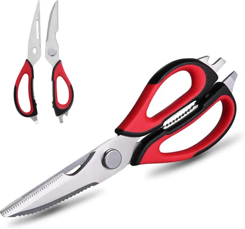Miniatura 7 de Tijeras de cocina resistentes para alimentos, tijeras de cocina multiusos, aptas para lavavajillas, tijeras de cocina afiladas de acero inoxidable