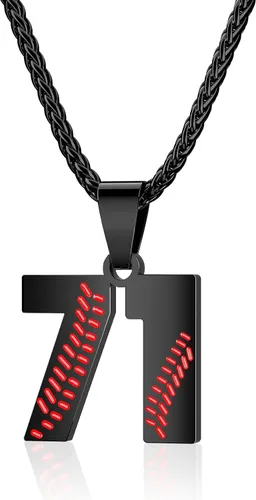 Miniatura 47 de Collar con número de béisbol para niños 00-99, collar con número de camiseta de béisbol de acero inoxidable, colgante personalizado, regalo