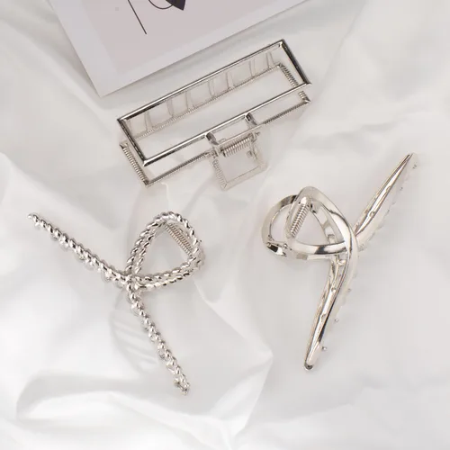 Miniatura 7 de Mehayi 3 PCS Pinzas de Garra de Metal Grandes para Cabello Grueso y Pesado, Pinzas de Cabello Grandes Antideslizantes Tipo Barrette con Mordaza