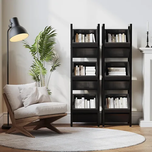 Miniatura 6 de LITTLE TREE Soporte de cesta de 3 niveles, estante de madera para piso, organizador rústico de pie, estante de almacenamiento para cocina, baño
