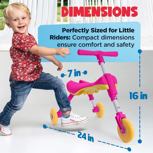 Miniatura 7 de Triciclo para niños pequeños de 1 a 3 años – Triciclo plegable para niños pequeños – Bicicleta para niños y niñas – Fácil de montar y dirigir – No