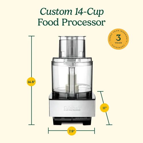Miniatura 9 de Procesador de alimentos Cuisinart, picador de verduras de 14 tazas para picar, cortar en cubos, rallar, puré y amasar masa, motor de 720 vatios