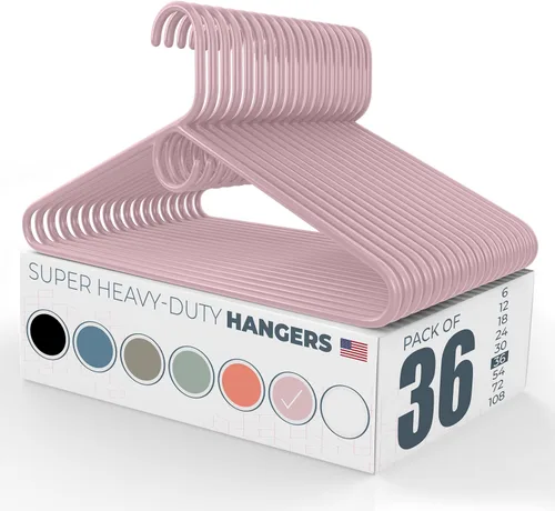 Miniatura 133 de Perchas de ropa súper resistentes, paquete de 50 (54 unidades), fabricadas en los Estados Unidos, capacidad de 10 libras, perchas de plástico grueso