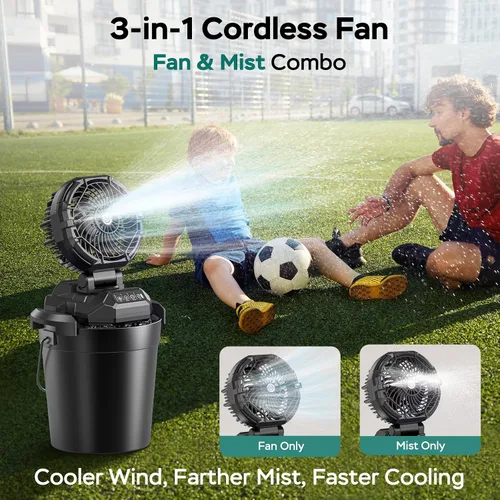 Miniatura 3 de Ventilador de nebulización portátil para patios al aire libre – Ventilador de campamento con batería recargable de 30000 mAh, 4 pulverizadores
