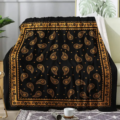 Miniatura 9 de Manta tipo bandana negra tamaño King, manta de forro polar para sofá, cama, sofá, mantas y mantas de cachemira, manta de franela de felpa súper
