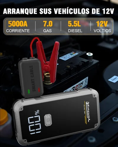 Miniatura 2 de Arrancador de coche de 6000 A, arrancador de batería portátil de 12 V para motores de gasolina de hasta 7.0 L y 5.5 L diésel, cargador de batería