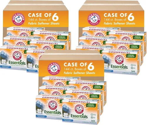 Miniatura 5 de Arm & Hammer Essentials - Hojas suavizantes de telas, lluvia de montaña, 144