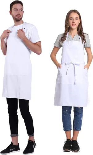 Miniatura 2 de BIGHAS - Delantal ajustable con babero y lazos largos, disponible en 18 colores, ideal para chefs, cocina, hogar, restaurante, mujeres, hombres